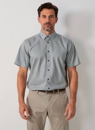 Chemise manches courtes imprimé fantaisie bleu DESOTO homme