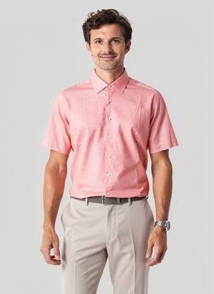 Chemise manches courtes imprimé fantaisie orange DESOTO homme