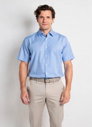 Chemise manches courtes imprimé fantaisie bleu DESOTO homme