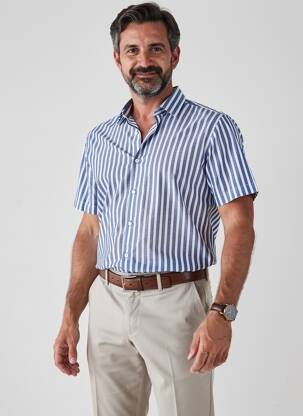 Chemise manches courtes imprimé fantaisie bleu DESOTO homme