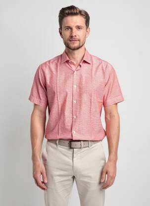 Chemise manches courtes imprimé fantaisie rouge DESOTO homme