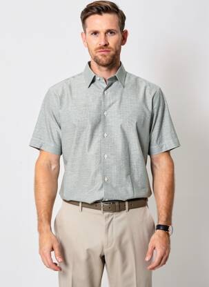 Chemise manches courtes imprimé fantaisie vert DESOTO homme
