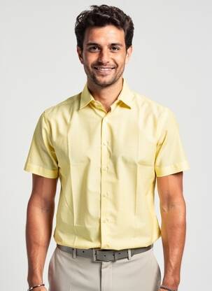 Chemise manches courtes imprimé fantaisie jaune DESOTO homme
