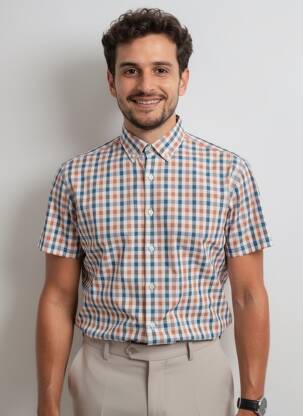 Chemise manches courtes imprimé fantaisie rouge DESOTO homme