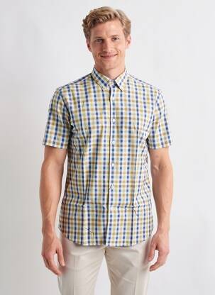 Chemise manches courtes imprimé fantaisie jaune DESOTO homme
