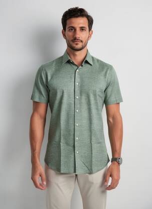 Chemise manches courtes coupe droite vert DESOTO homme