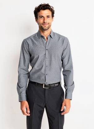 Chemise manches longues coupe cintrée noir DESOTO homme