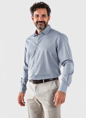Chemise manches longues coupe cintrée bleu DESOTO homme