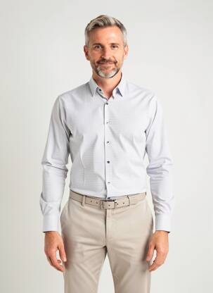 Chemise manches longues imprimé fantaisie gris DESOTO homme