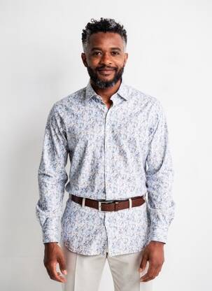 Chemise manches longues coupe cintrée bleu DESOTO homme