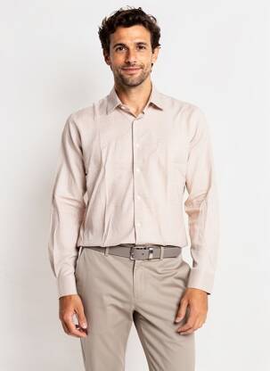 Chemise manches longues coupe cintrée beige DESOTO homme