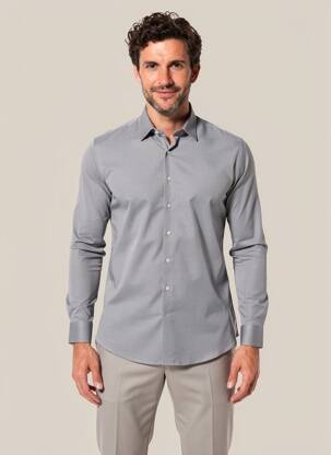 Chemise manches longues coupe cintrée gris DESOTO homme