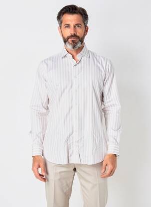 Chemise manches longues coupe cintrée beige DESOTO homme