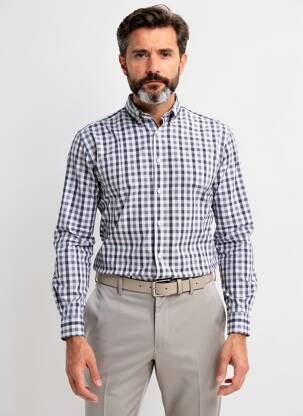 Chemise manches longues coupe cintrée gris DESOTO homme