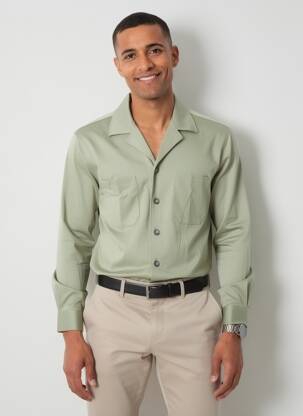 Chemise manches longues poches vert DESOTO homme