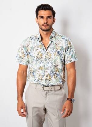 Chemise manches courtes imprimé tie and dye vert DESOTO homme