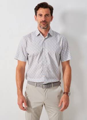 Chemise manches courtes coupe cintrée bleu DESOTO homme