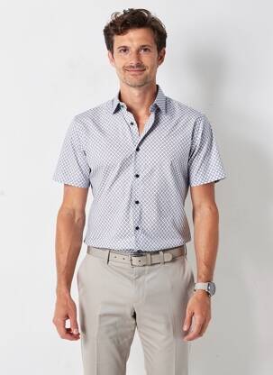 Chemise manches courtes imprimé fantaisie gris DESOTO homme