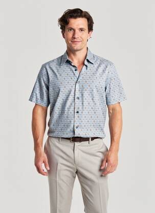 Chemise manches courtes coupe cintrée bleu DESOTO homme