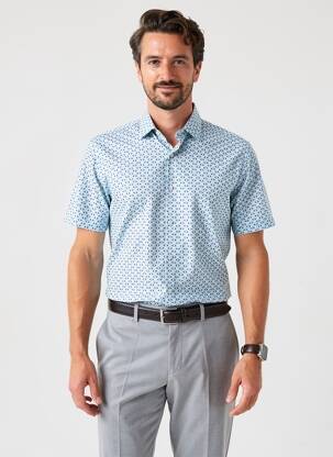Chemise manches courtes imprimé fantaisie bleu DESOTO homme