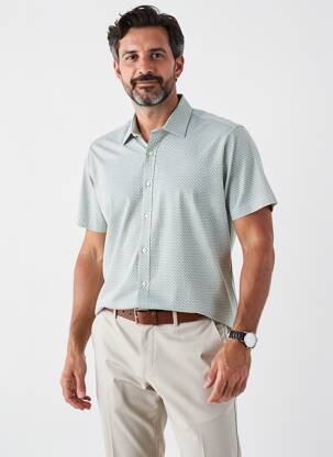 Chemise manches courtes imprimé fantaisie vert DESOTO homme