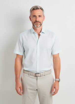 Chemise manches courtes imprimé fantaisie bleu DESOTO homme