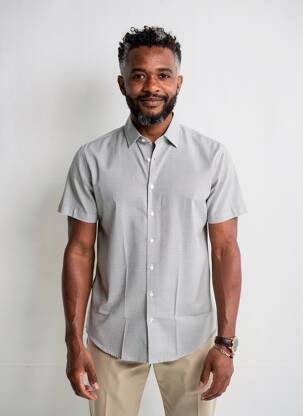 Chemise manches courtes coupe cintrée vert DESOTO homme