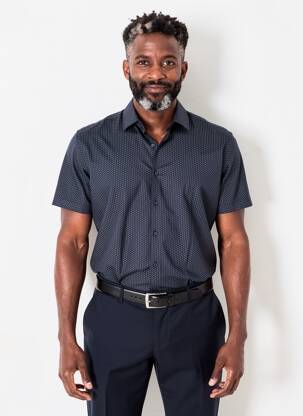 Chemise manches courtes imprimé fantaisie vert DESOTO homme