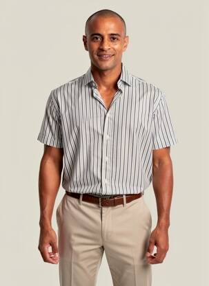 Chemise manches courtes coupe droite vert DESOTO homme