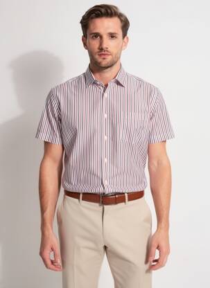 Chemise manches courtes coupe droite rouge DESOTO homme