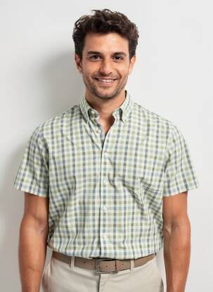 Chemise manches courtes coupe cintrée vert DESOTO homme