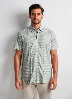 Chemise manches courtes coupe cintrée vert DESOTO homme