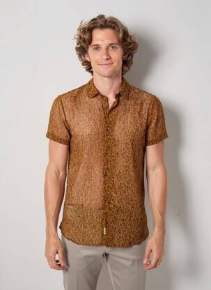 Chemise manches courtes coupe droite jaune MBM homme
