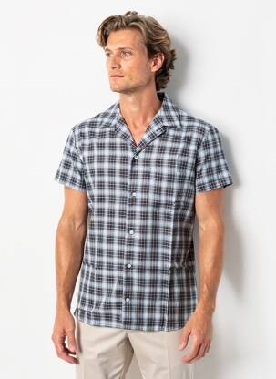 Chemise manches courtes poches bleu MBM homme