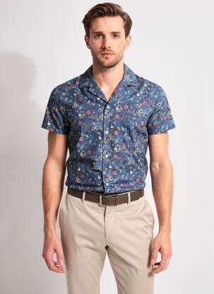 Chemise manches courtes poches bleu MBM homme