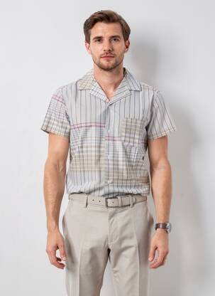 Chemise manches courtes poches gris MBM homme