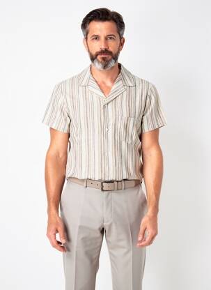 Chemise manches courtes poches beige MBM homme