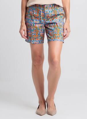 Short fermeture zippée sous rabat boutonné orange DAVID DEBY femme
