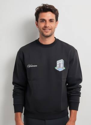 Sweat-shirt manches longues manches longues noir MBM homme