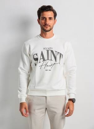 Sweat-shirt manches longues manches longues blanc MBM homme
