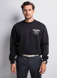 Sweat-shirt manches longues manches longues noir MBM homme