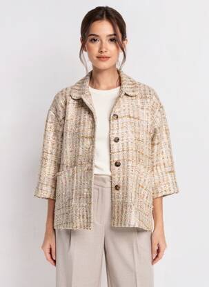 Veste casual coupe droite beige JANNE MILL femme