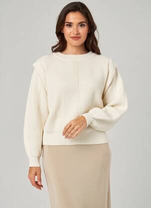 Pull coupe droite manches longues beige MKT STUDIO femme