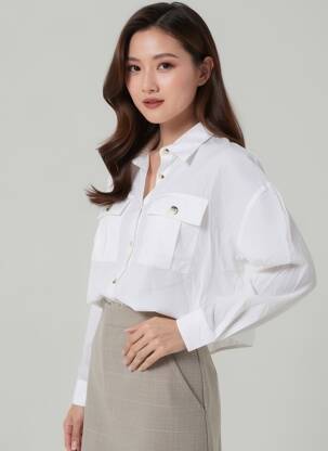 Chemisier coupe cintrée manches longues blanc BA&SH femme
