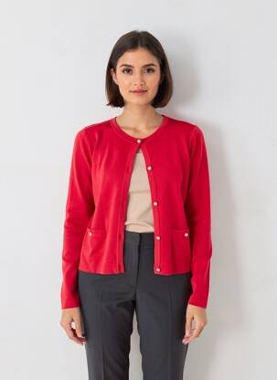 Gilet manches longues col rond rouge CLAUDIE PIERLOT femme