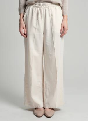 Pantalon large tissage popeline taille normale beige GRACE & MILA femme