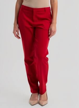 Pantalon droit tissage crêpe taille normale rouge MKT STUDIO femme