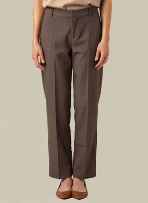 Pantalon droit stretch taille normale marron I.CODE (By IKKS) femme