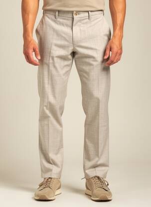 Pantalon chino tissage chiné taille normale beige MEYER homme