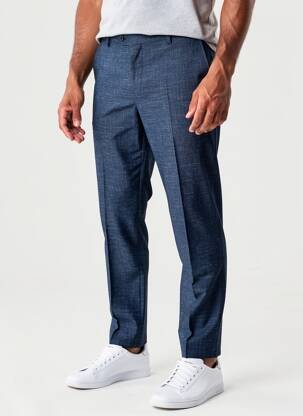 Pantalon chino tissage chiné taille normale bleu MEYER homme